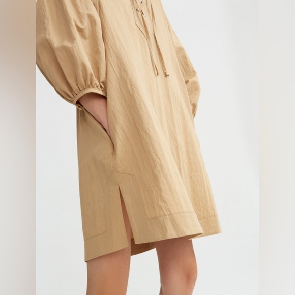 Rodebjer Sinim Crinkle Camel 100% Italian Cotton Tunic Dress Size Small NWT Fall - Picture 3 of 15